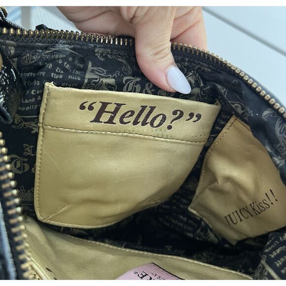 Juicy Couture Leather Embellished Y2K Boho Bag- OS - Black - Picture 13 of 16